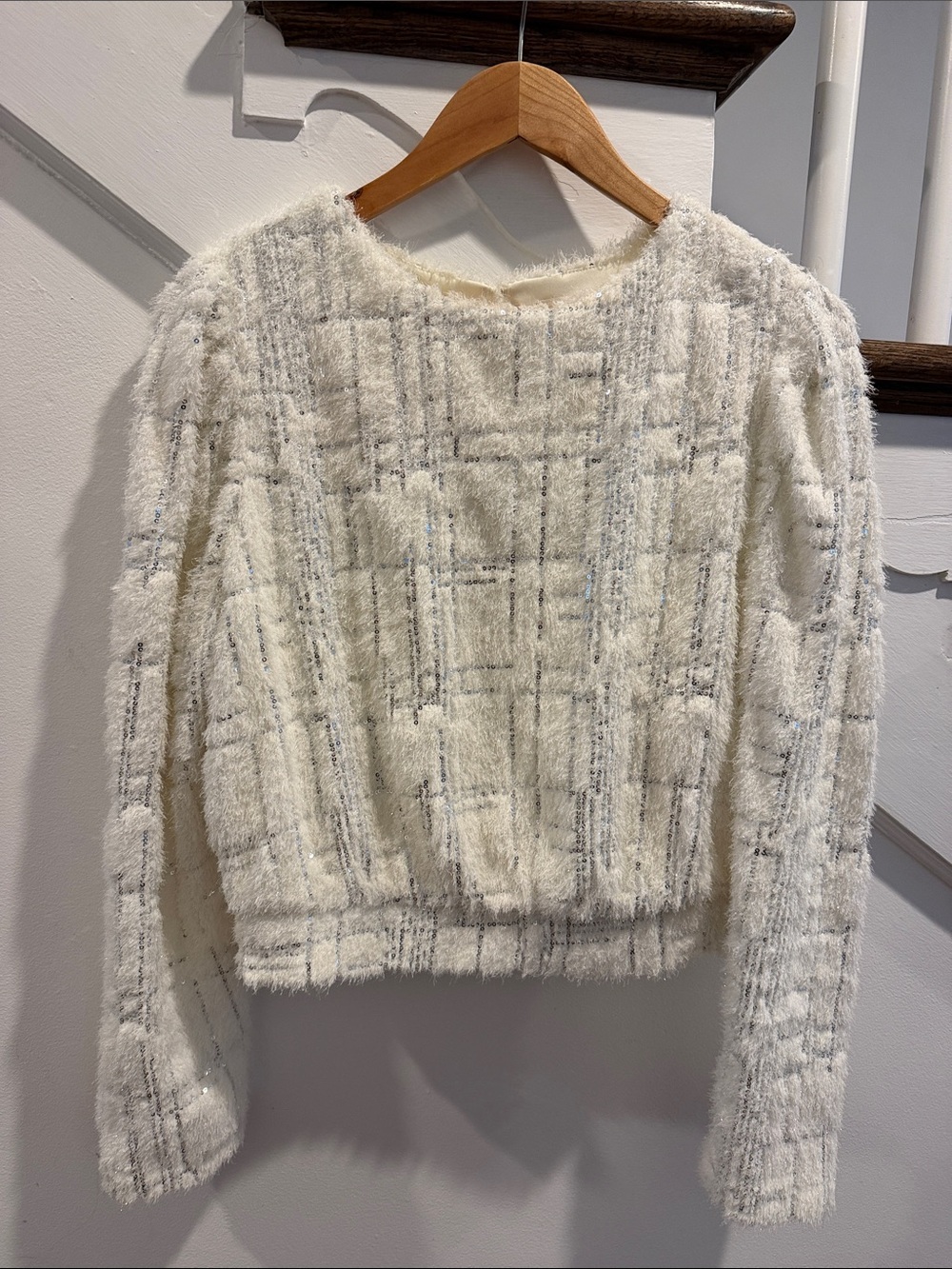 Women's fluffy Sequin Long Sleeve Top